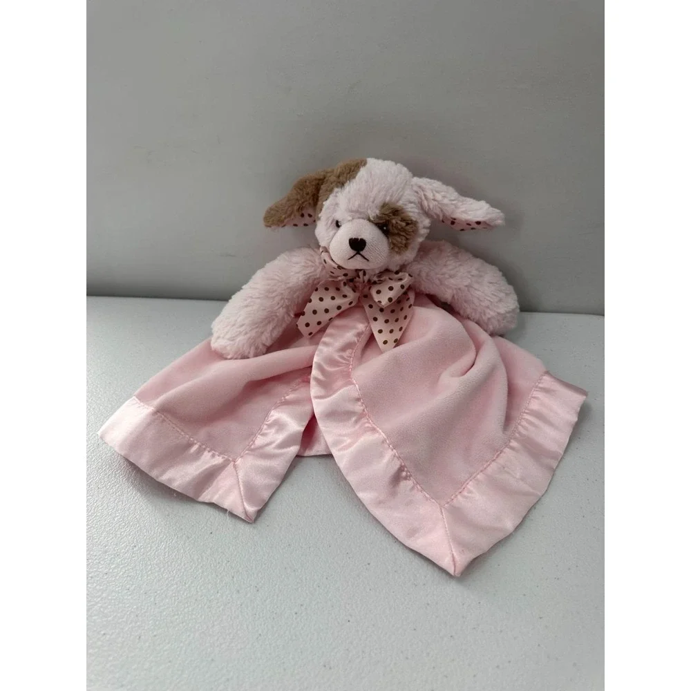 Bearington Baby Collection Pink Dog Security Blanket Lovey Wiggles Satin Girl‎